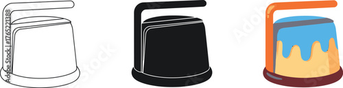 Creative craft item in outline silhouette and colored variations illustration