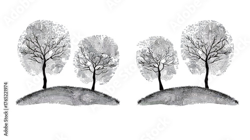 Abstract fingerprint tree vector illustration symbolizing identity and growth