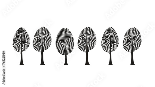 Abstract fingerprint tree vector illustration symbolizing identity and growth