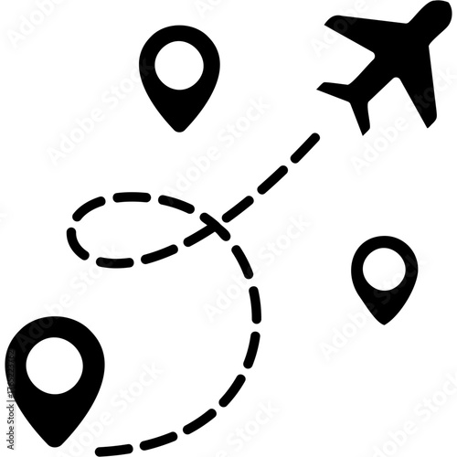 Solid Glyph Flight Path Icon
