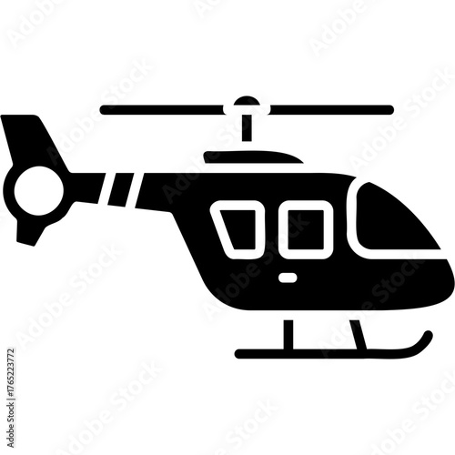 Solid Glyph Helicopter Icon