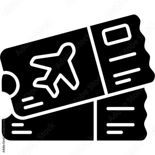 Solid Glyph Airplane Ticket Icon