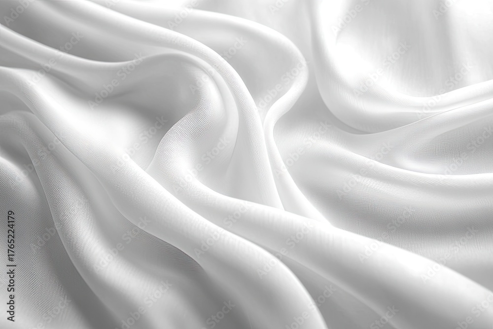 Fototapeta premium Draped, flowing white fabric with soft, gentle curves