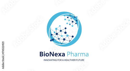 BioNexa Pharma logo with a circular molecular network graphic design.