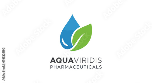 Aqua Viridis Pharmaceuticals Logo Featuring Water Drop and Leaf Symbol.
