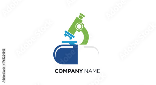 Microscope and Pill Logo for Science and Medicine Company.