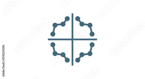 Abstract interconnected dots forming a circular pattern with cross lines.