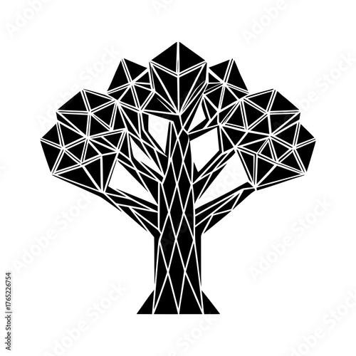 Geometric cactus tree hollow trunk vector illustration scalable eps icon design element