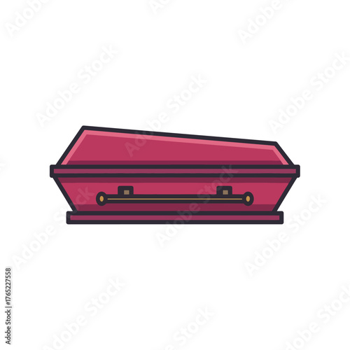 Illustration of a Closed Red Coffin with Handles.