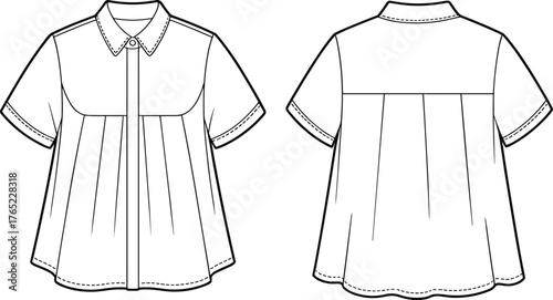Unisex stylish safari utility jacket fashion flat technical sketch vector illustration for outerwear apparel design and clothing template.