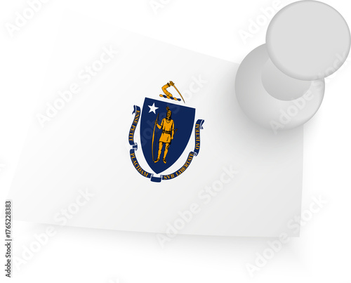 Massachusetts Flag with Pin