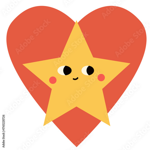Cute Star Character with red circles on the cheeks