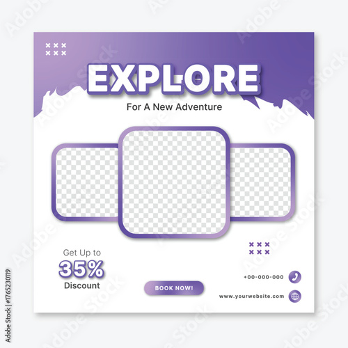 Travel and tour social media post. Vector illustration