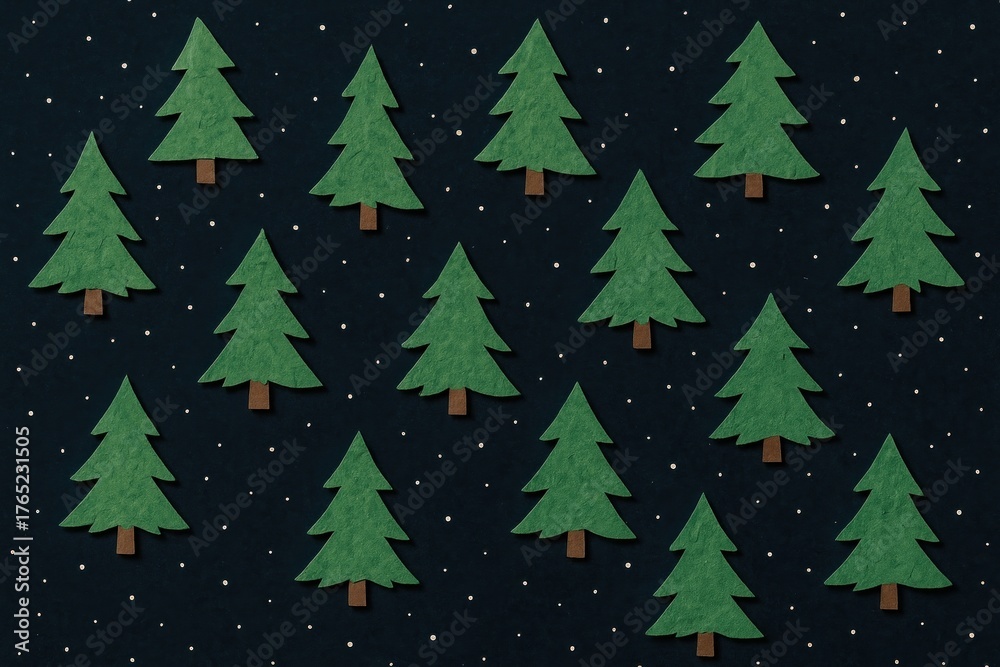 Obraz premium Paper trees on starry background.