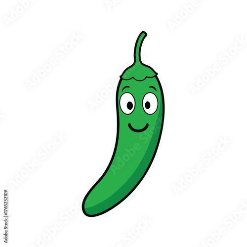 Jalapeno Pepper Green Mischievous Grin Vector
