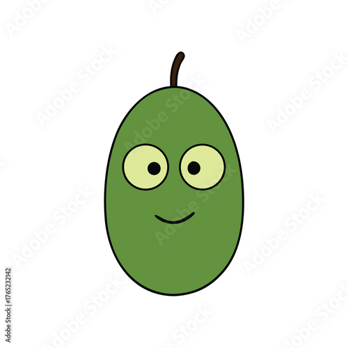 Olive Small Green Single Eye Smirk Expression Vector