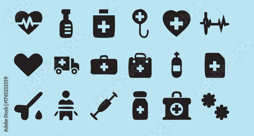 A vector illustration set of wine bottle icons and symbols for web design