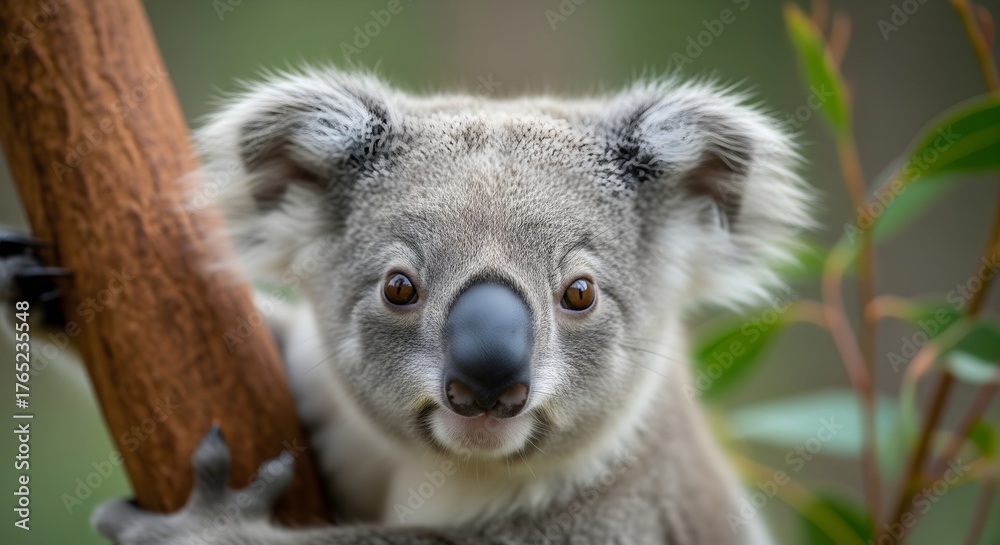 Naklejka premium Close-Up Portrait of a Cute Koala