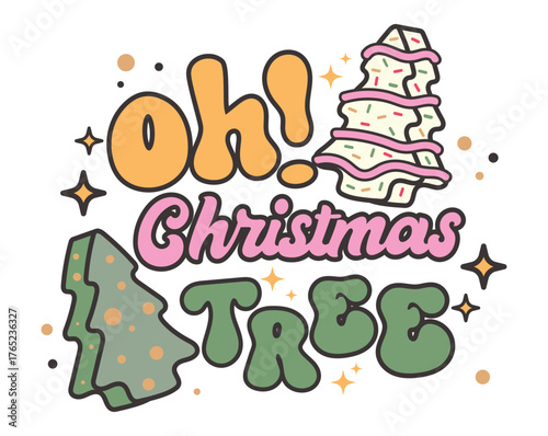Christmas cake illustration vector, christmas tree