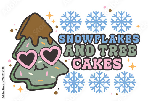 Christmas cake illustration vector, christmas tree