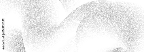 Stippled wavy sand grain texture. Dotted curved gradient wave background. Grunge gritty noise dot work wallpaper with particles, granules, speckles. Vector abstract halftone grit backdrop overlay