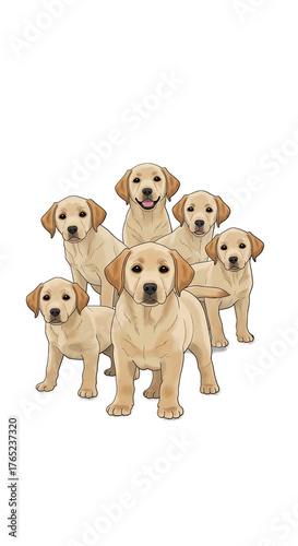 Golden Retriever Puppies Group Portrait Warm Soft Lighting Realistic Photo