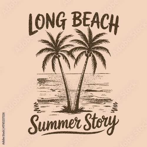 Long Beach California Riders T-shirt design. summer beach slogan with beach illustration, Hawaii, Aloha surf typography for t-shirt print, summer vector print, Beach Paradise Print T-shirt Graphics .