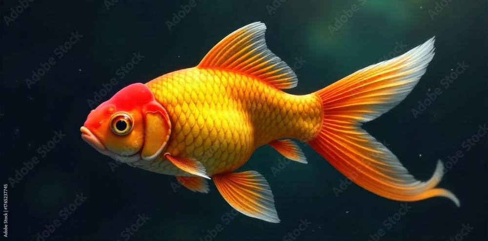 Fototapeta premium Abstract ripples and light reflection from goldfish movement An abstract artistic composition focusing on the mesmerizing interplay of light and shadow created by the subtle movement of a goldfish