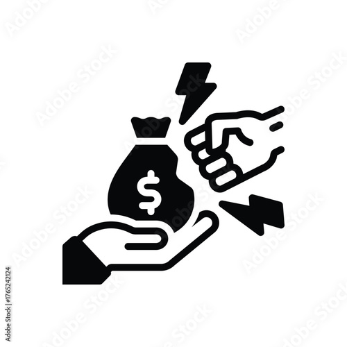 Black solid icon for anti corruption