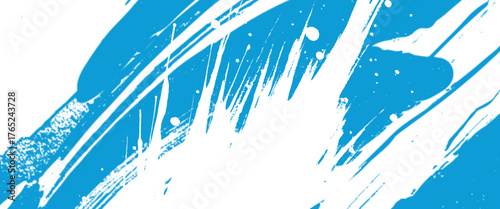 Vector Abstract Blue Paint Brush Stroke Grunge Texture Design
