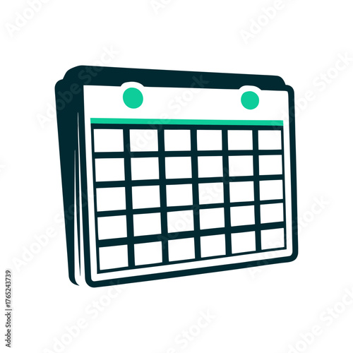 Clean Calendar Icon with Grid and Teal Accents A solid salmon date picker calendar grid with uniform square cells and balanced spacing