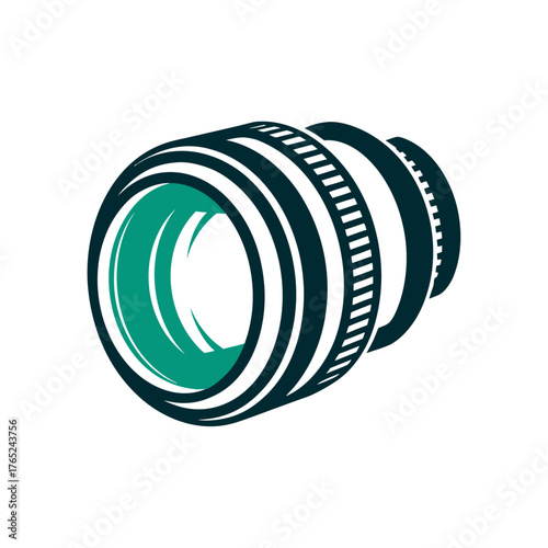 Minimalist Camera Lens Icon Illustration a solid salmon camera shutter button as a perfect circle with concentric rings