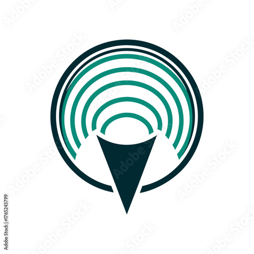 Modern WiFi Signal Icon in Teal and Dark Blue a solid taupe wifi signal icon with three concentric partial circles of increasing radius
