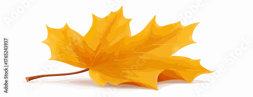 Ein isoliertes, leuchtend gelbes Ahornblatt, das die Schönheit des Herbstes und die Wärme der Jahreszeit in einer Vektorgrafik einfängt.