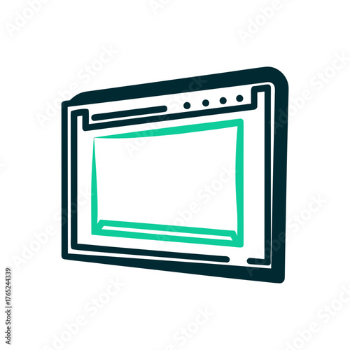 Modern File Upload Area Icon, Teal and Dark Blue A solid beige file upload area depicted as a dashed rectangle with soft internal padding