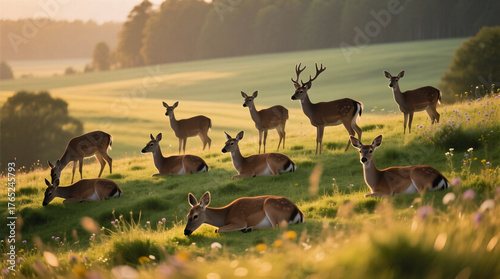 herd of deer in field