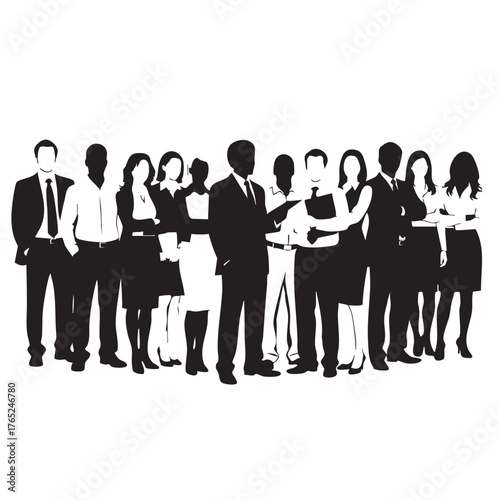 Business People Group Silhouette Professional Corporate Team Standing Vector Illustration