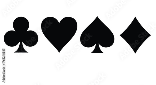 Four playing card suits in silhouette