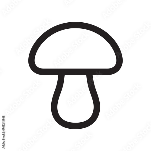 Minimalistic mushroom drawing in black outline on white background design