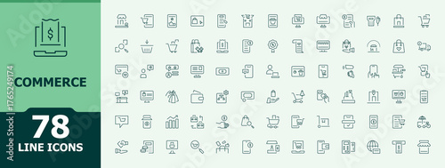 Commerce vector icon set. Commerce icon. Web icons pack. Containing manage, enterprise, business, profession, economic and more. Vector illustration. Pixel perfect.