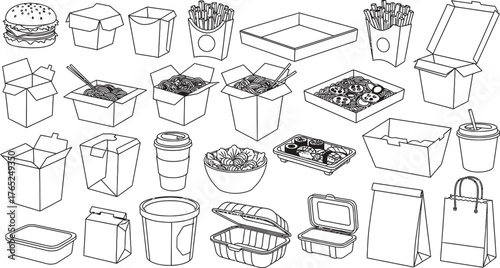 Hand drawn set of healthy food ingredient doodles with lettering in vector
