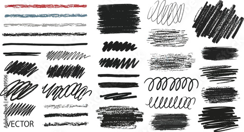 Mega bundle of different ink brush strokes:rectangle,square and round freehand drawings.Ink splatters,grungy painted lines,artistic design elements