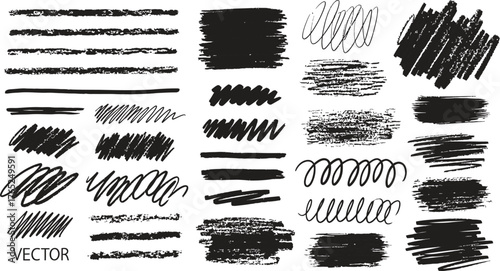Mega bundle of different ink brush strokes:rectangle,square and round freehand drawings.Ink splatters,grungy painted lines,artistic design elements