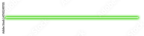 Green neon light straight line isolated on transparent background. glowing sparkle effect. bright laser stripe for design and decoration. electric energy element