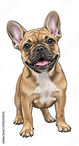 Happy Brown French Bulldog Portrait With Transparent Background Isolated