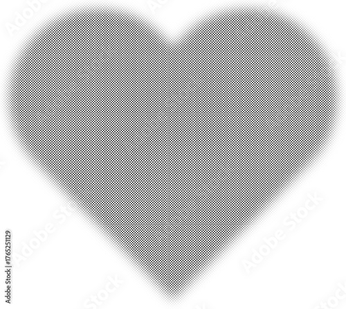 Halftone black love with transparent Background. Broken metal heart on white background