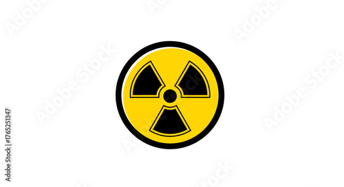 A bright yellow and black radiation hazard symbol indicating the presence of radioactive materials.