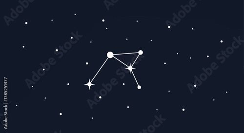 Illustration of the constellation Libra, depicting its stars and connecting lines against a dark blue background.