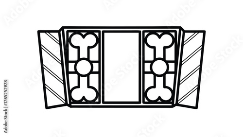 Outline Illustration of an Open Dog Bone Shaped Pet Food Container vector