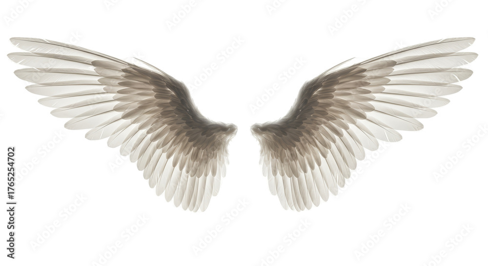 Fototapeta premium Majestic White Angel Wings Realistic Photo Soft Light Background